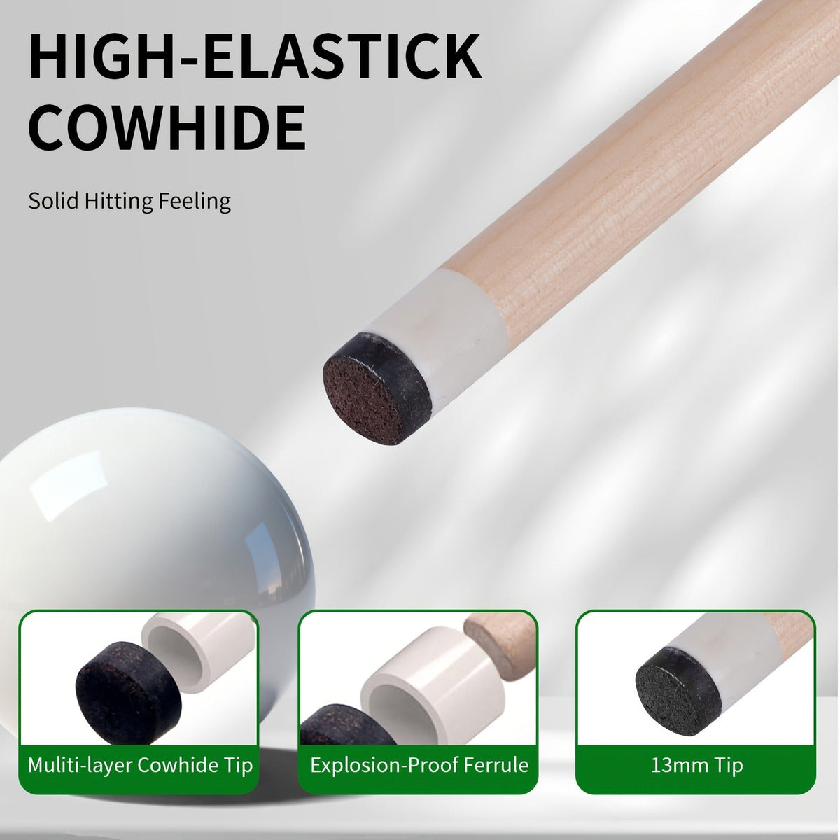 58-Inch Canadian Maple Pool Cue with 13mm Tip, 19oz or 20oz Weights and Multiple Color or Set Options