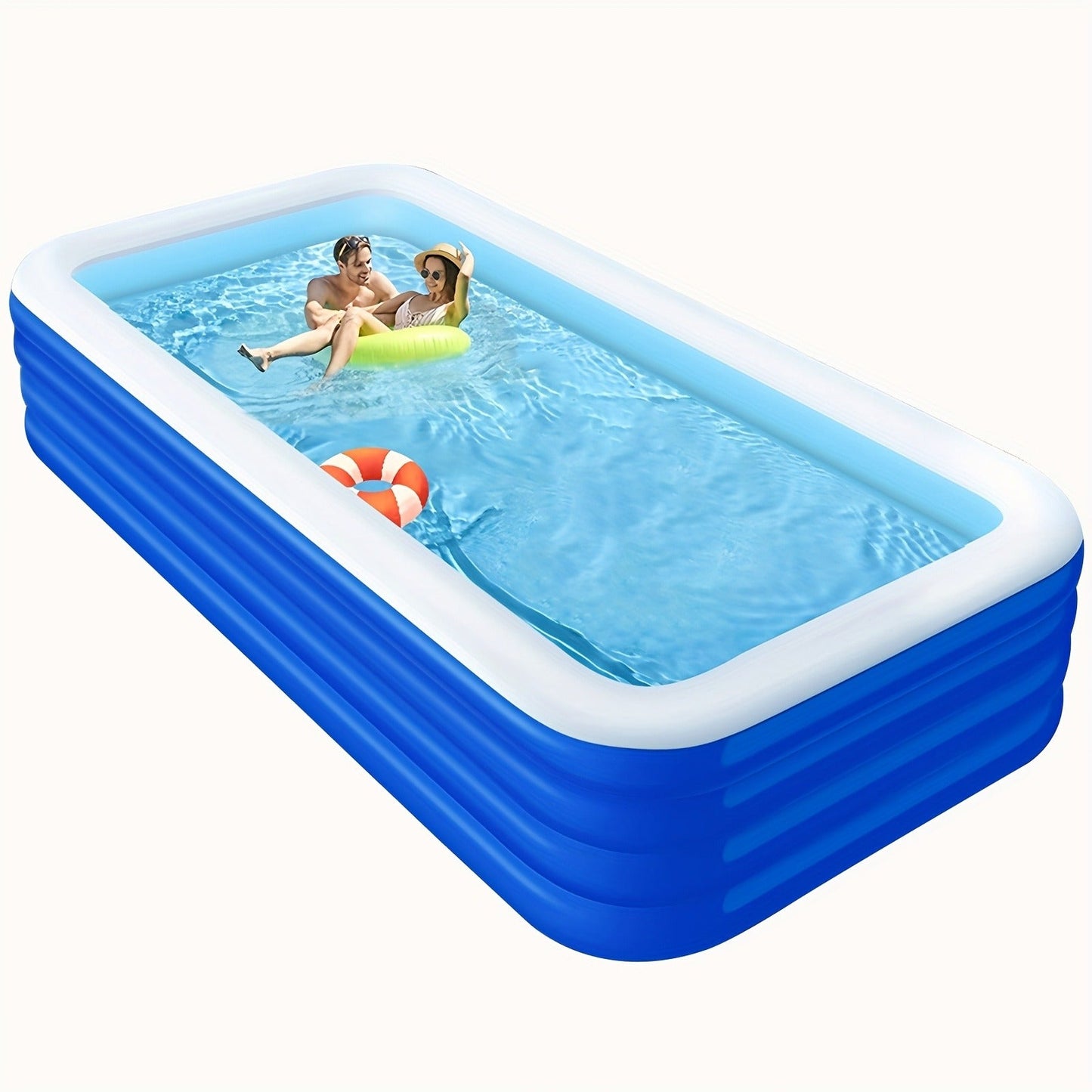 Inflatable Swimming Pool for Family Adults Kids, Large Above Ground Outdoor Backyard Pool, 4-Layer PVC Thickened Blow Up Pool for Patio Garden Party Summer