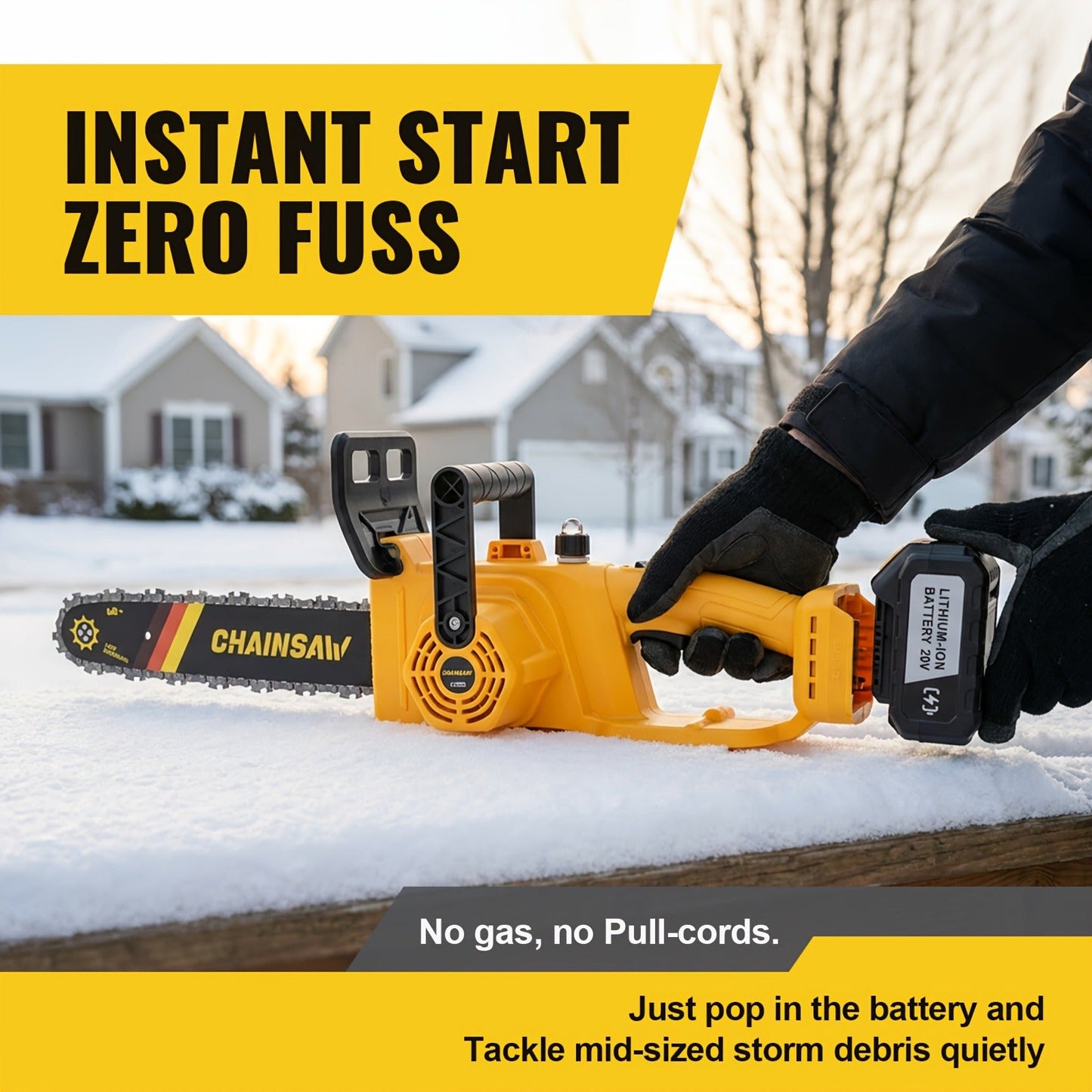 Cordless Chainsaw with Brushless Motor – 6 & 12-Inch Lithium Battery Electric Saw, Auto-Oiling, Safety Lock, Heavy-Duty Wood Cutting & Garden Tool