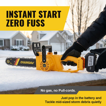 Cordless Chainsaw with Brushless Motor – 6 & 12-Inch Lithium Battery Electric Saw, Auto-Oiling, Safety Lock, Heavy-Duty Wood Cutting & Garden Tool