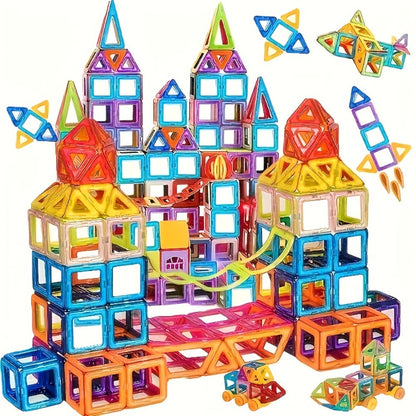 Magnetic Tiles 67-Piece Bicolor Open-Frame Geometry Building Set with Curves, Squares and Triangles