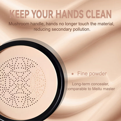 Floral Compact Air Cushion Foundation with Mushroom Puff Applicator and Ivory, Natural or Dark Shades