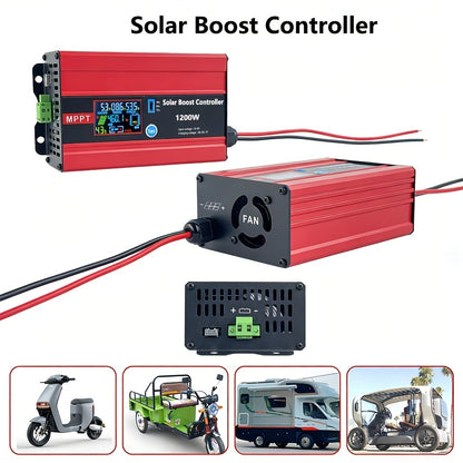 30A MPPT Solar Boost Charge Controller 1200W – DC-DC Step-Up Solar Panel Regulator for Lead-Acid, Gel & Lithium Batteries, Compatible with Golf Cart, E-Bike, Electric Scooter & Off-Grid Systems