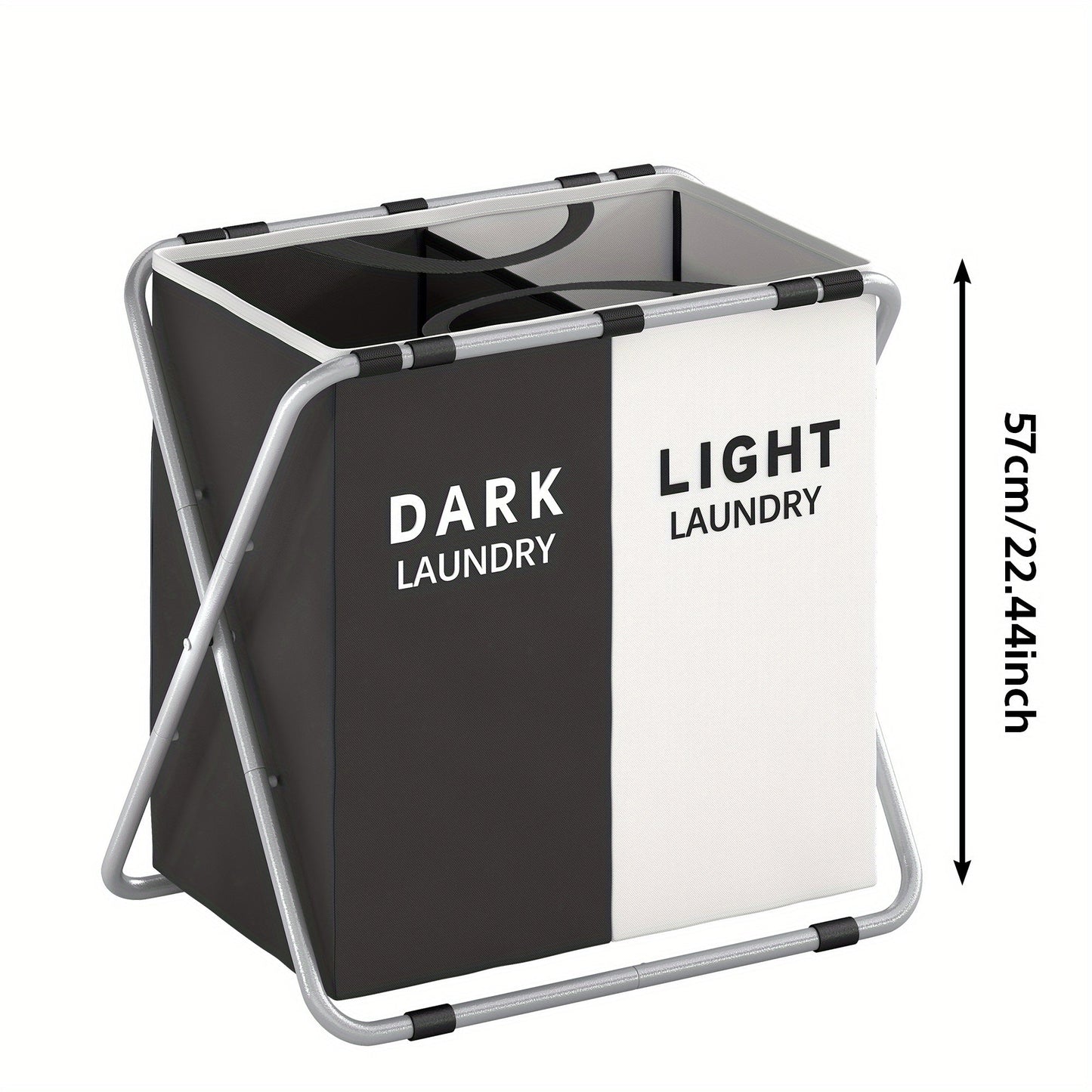 Fabric Laundry Sorter Hamper with Carry Handles in Two- or Three-Section Designs and 57 or 70cm Height Options