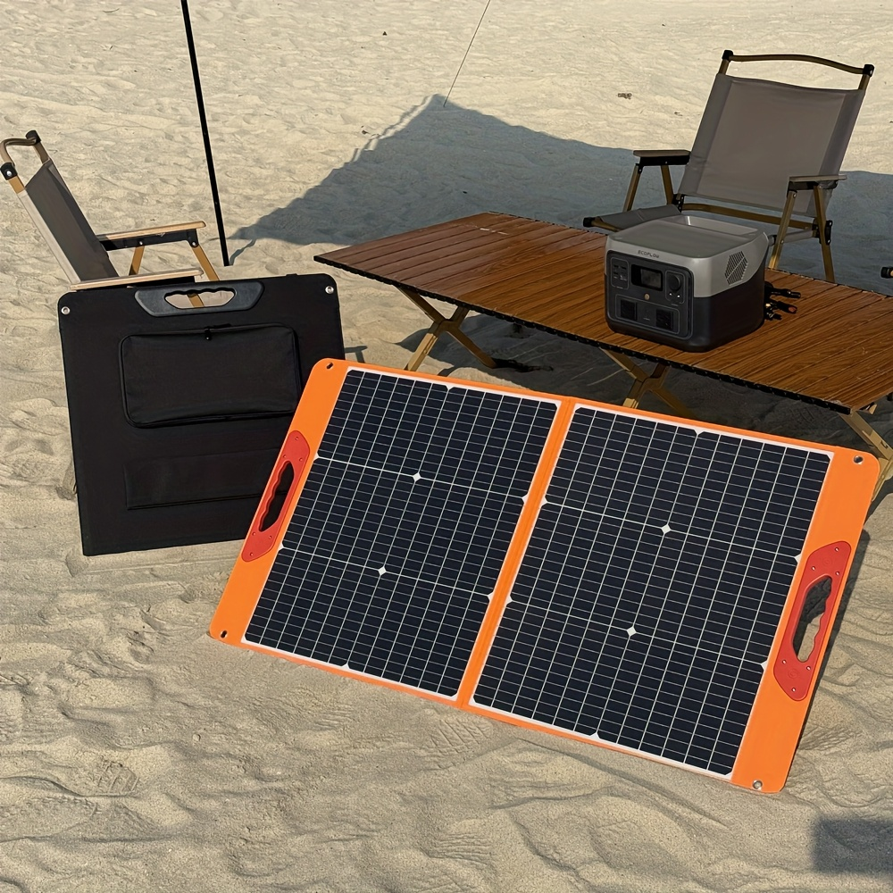 Foldable Solar Panel 200W 23.5% High Efficiency 20V Portable with 2 Brackets Solar Cable for Camping RV for Garden, Patio and Yard Use