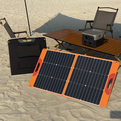 Foldable Solar Panel 200W 23.5% High Efficiency 20V Portable with 2 Brackets Solar Cable for Camping RV for Garden, Patio and Yard Use