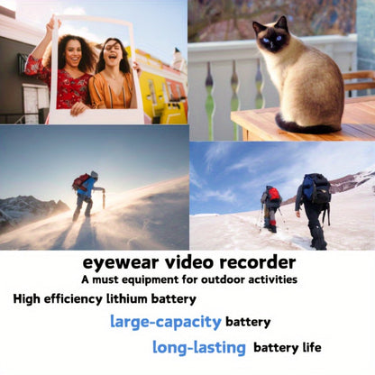 1080P HD Camera Glasses with Motion Detection – Video Recorder Camcorder Eyeglasses for Sports, Driving, Fishing & Outdoor Activities | Eye Protection Frame, USB Charging, Lightweight Durable Design
