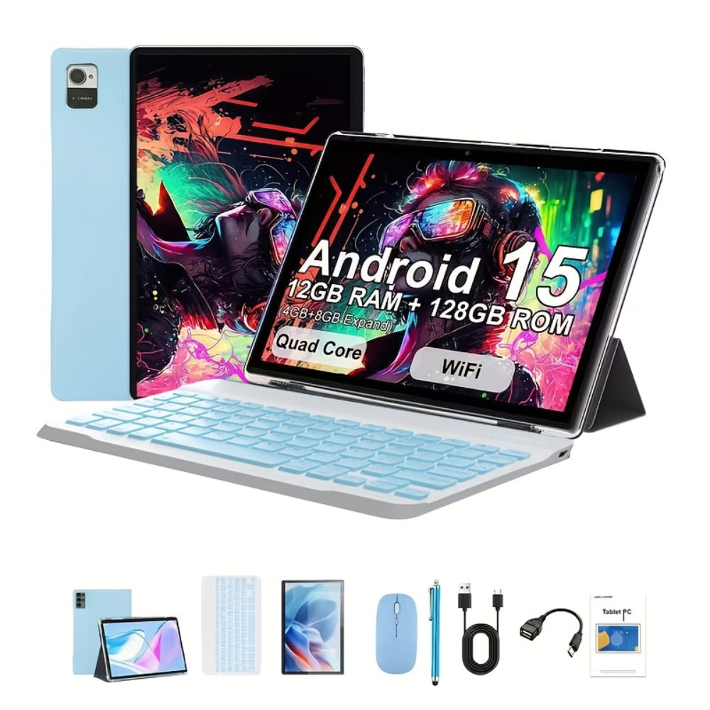 Android Tablet 10.1-Inch 2-in-1 with Android 15, 12GB RAM, 128GB Internal Storage and GMS Certification