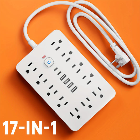 Surge Protector Power Strip 17-in-1 Wall Mount 11 AC Outlets 4 USB-A 2 USB-C Compact Charging Station 5ft 10ft Cord for Home Office School Dorm Travel