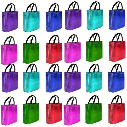 Gift Bags Bulk 24pcs Mixed Colors Glossy Finish | Reusable Shiny Party Favor Bags 8x10x4 in Pink Red Purple Blue Green – Birthday Goodie Bags Christmas Holiday Wedding Baby Shower