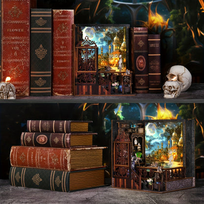 Magic Exploration Book Nook Kit CH03 with Library Workshop Scene, Three Light Modes and Paintable Front Panel