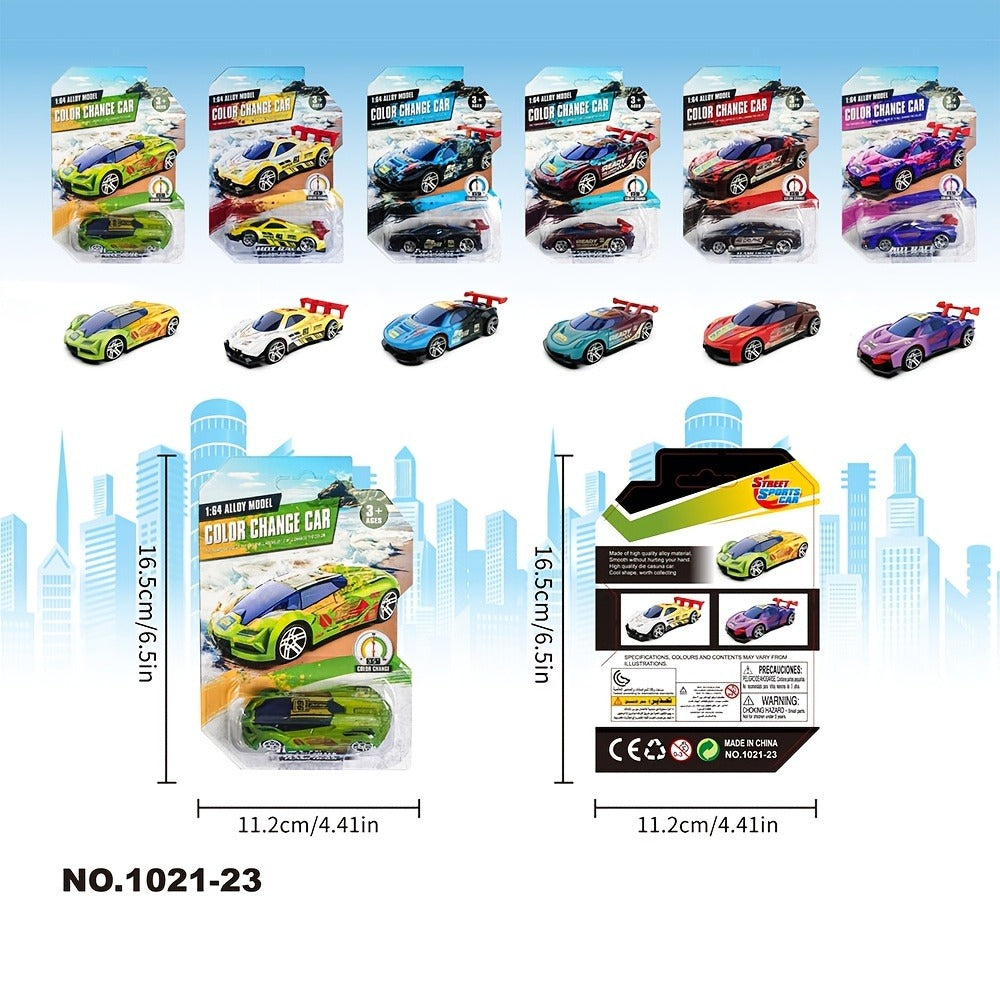6-Pack Color Changing Die-Cast Toy Cars for Kids – Temperature Sensitive Alloy Vehicles That Change Color in Water, Assorted Styles, Gift for Boys Girls Ages 3-6