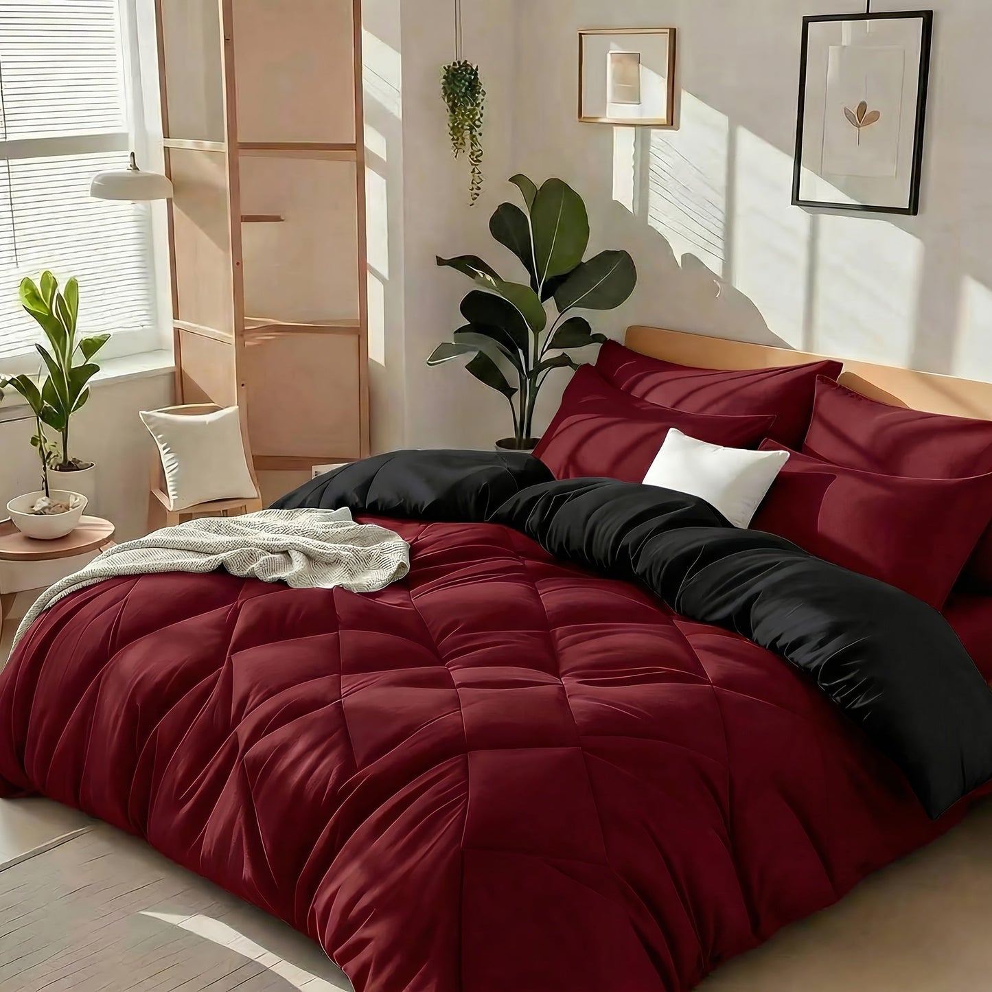 Diamond-Grid Microfiber Comforter Set with Pillowcases, 14 Color or Code Options and Twin, Queen or King Sizes