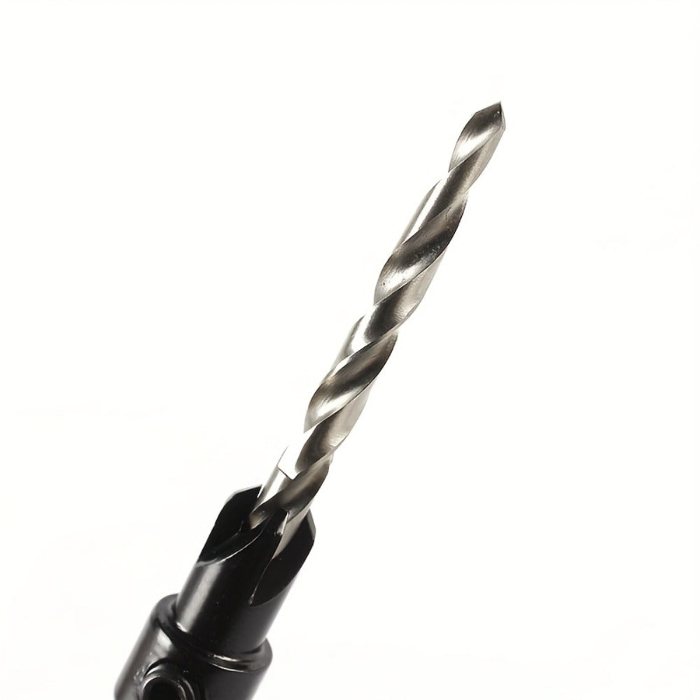 5pcs Countersink Drill Bit Set #4 #6 #8 #10 #12 Tapered with 1/4" Hex Shank Quick-Change – Adjustable Wood Counter Sinker Bits with Allen Wrench for Woodworking