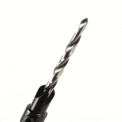 5pcs Countersink Drill Bit Set #4 #6 #8 #10 #12 Tapered with 1/4" Hex Shank Quick-Change – Adjustable Wood Counter Sinker Bits with Allen Wrench for Woodworking