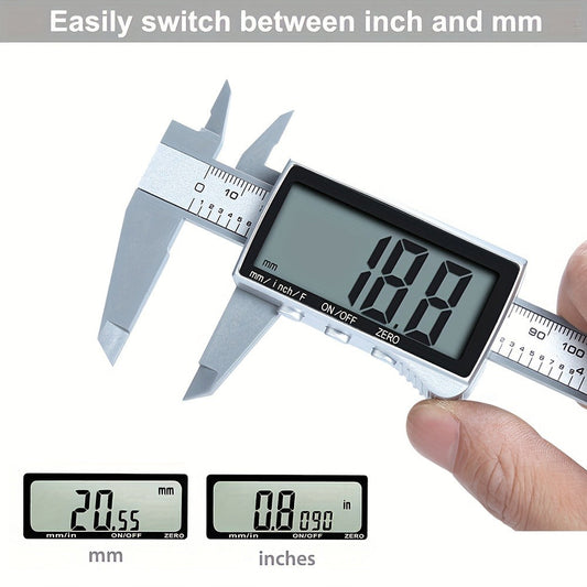 Digital Caliper 0-6 Inch 150mm, Stainless Steel Vernier Caliper with LCD Display, Inch/Metric Conversion, Precision Measuring Tool for Woodworking Jewelry Machinist
