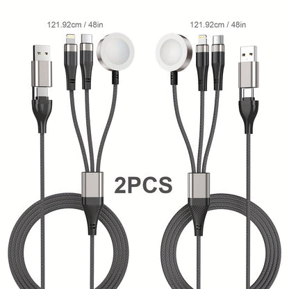 Two-Piece Braided Charging Cable Set with Dual USB-A/USB-C Input and 2-Foot plus 4-Foot Lengths