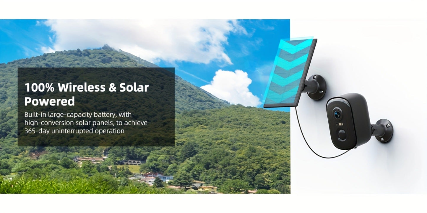 Black Dual-Band Solar WiFi Security Camera with Separate Panel and One- to Four-Camera Pack Options