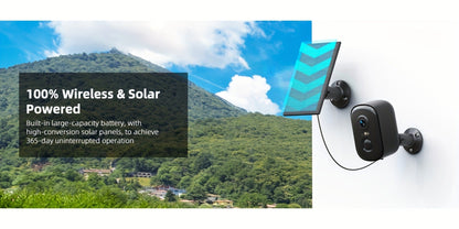 Black Dual-Band Solar WiFi Security Camera with Separate Panel and One- to Four-Camera Pack Options