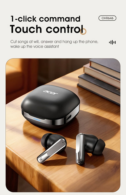 Acer Mini In-Ear Wireless Earbuds Bass Stereo Touch Control, Noise Cancelling Microphone Bluetooth 5.4, Portable Lightweight Long Battery Life, Compatible with Phone Laptop Tablet Mobile, for Exercise