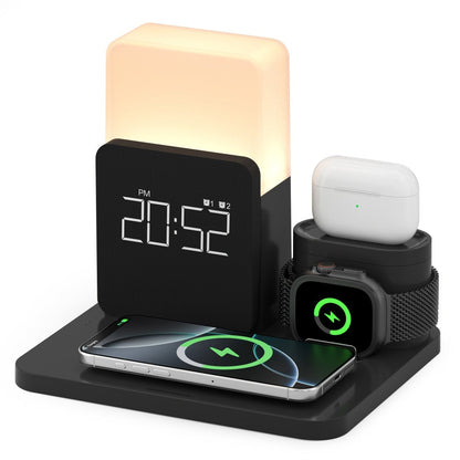 Wireless Charging Station, 3-in-1 Bedside Dock with Alarm Clock for iPhone and Samsung Galaxy Phones
