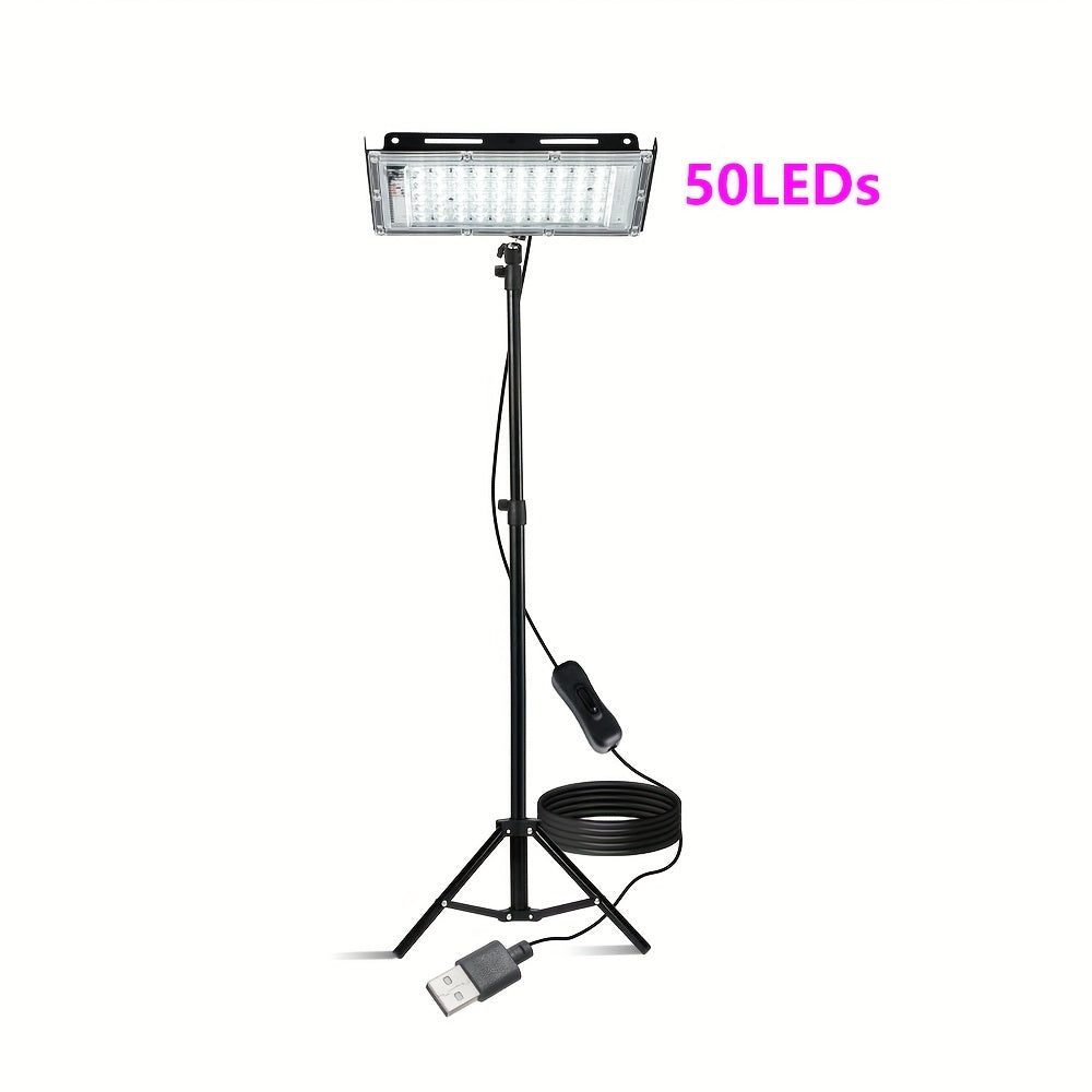 LED Work Light USB Powered 6000K Super Bright – Adjustable Height & Angle Bracket Lamp for Construction Site, Workshop, Office, Barn & Market – 50, 96 or 144 LEDs DC 5V Portable Job Site Light