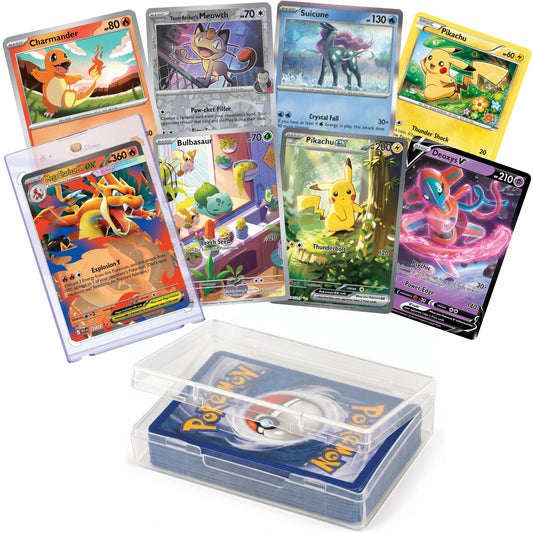 Trading Card Game 51-Card Assortment with Magnetic Card Holder and Deck Box for Ages 6 and Up
