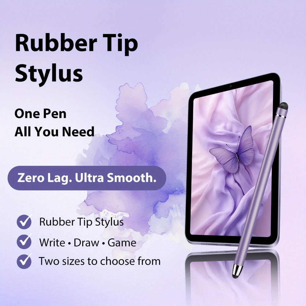 5-Piece Dual-Tip Stylus Pen Set with Metal Bodies, Two Rubber Tip Sizes and 10 Replacement Tips