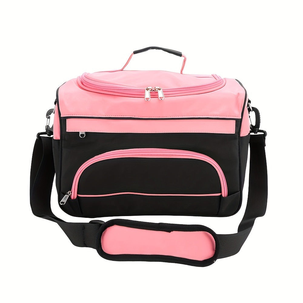 Hairdresser Tool Bag Multi-Functional Salon Styling Organizer with Adjustable Strap Large Capacity Hair Makeup Artist Case for Professionals Travel Pink Black Zebra
