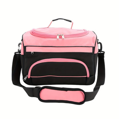 Hairdresser Tool Bag Multi-Functional Salon Styling Organizer with Adjustable Strap Large Capacity Hair Makeup Artist Case for Professionals Travel Pink Black Zebra