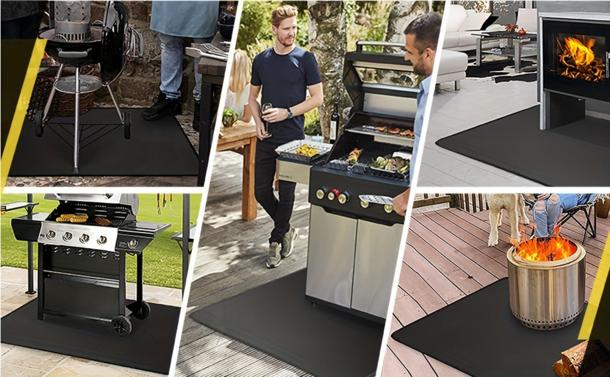 Grill Mat Fire Resistant BBQ Pad, Oversized Under Grill Mat 2000°F Heat Resistant, Oil-Resistant Deck Protector for Outdoor Grilling
