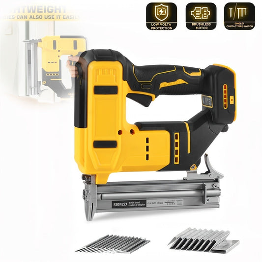 Cordless Brad Nailer and Stapler 2-in-1 Compatible with DEWALT 20V MAX Battery, Brushless Motor, Heavy-Duty Safety Lock, Fires 1-3/16" Nails & 7/8" Staples for Flooring Trim Woodworking (Tool Only)