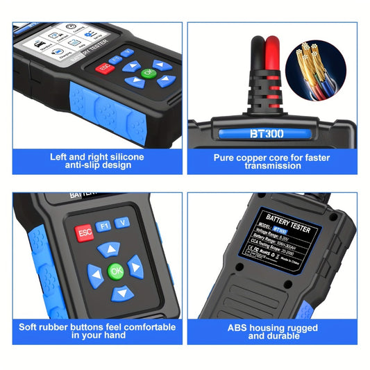 Car Battery Tester 12V 24V 20-2000 CCA Automotive Battery Load Tester and Alternator Tester for AGM GEL Lead-Acid Batteries Multi-Language BT3001