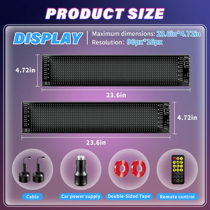 LED Scrolling Sign App Controlled Flexible LED Matrix Display Panel Programmable Animated Text for Car Home Party Birthday Holiday Decoration - Multiple Sizes