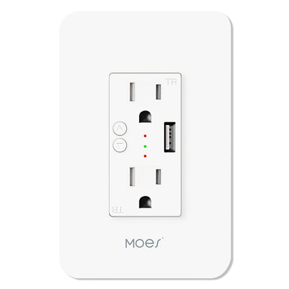 Smart WiFi Wall Outlet with 2 AC Outlets & USB Charging Port, Works with Alexa & Google Home, App Remote Control