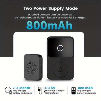 Voice Change Doorbell Camera Wireless HD 960P – Night Vision, Two-Way Audio, Motion Alert Push Notification, 2.4GHz WiFi, Rechargeable Battery, Remote Mobile View, Single or 2-Pack, Black White
