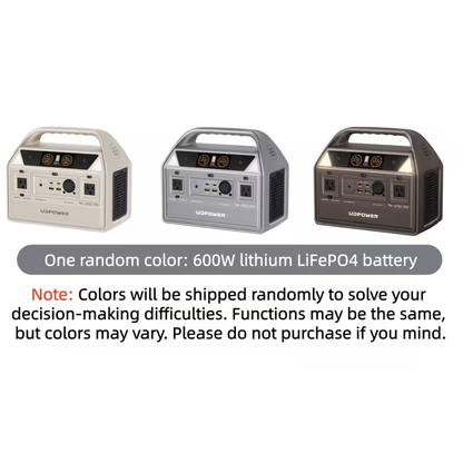 Portable Power Station 595Wh 600W with LiFePO4 Cell Pack, Nine Outputs, USB-C PD and 1200W Surge