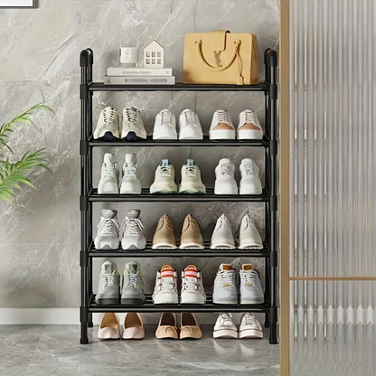 Black Multi-Tier Shoe Rack in 3 to 8-Tier Options, 23.62 Inch Wide for Entryways and Closets