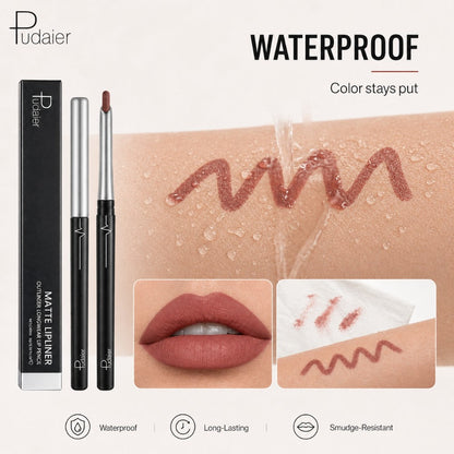 Matte Lip Liner Pencil with Eleven Numbered Checkout Shades from 01 to Color #17 for Defined Lip Looks