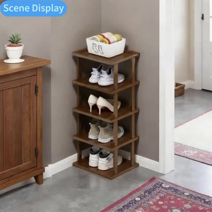 Bamboo-Labeled Freestanding Shoe Rack with Six- or Nine-Layer Checkout Options and Square Shelves