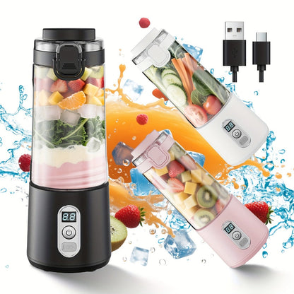 Portable Blender with Clear Cylindrical Cup, Digital Timer Display, Flip-Up Handle and Three Color Options