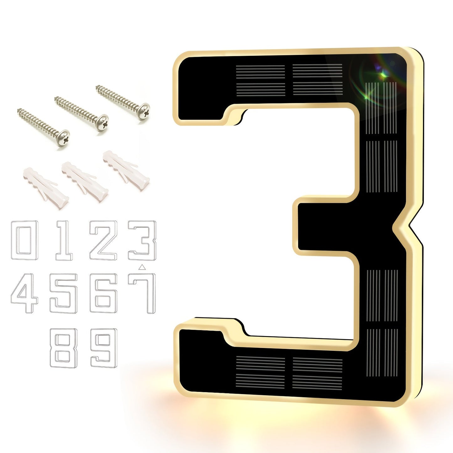 LED Solar House Number Light 6.7 Inch Wall Mounted – Smart Sensor Illuminated Address Number for Home Decor, No Wiring Energy-Saving Solar Powered Outdoor Light