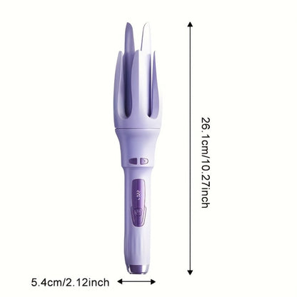 Automatic Curling Iron 32mm Essential Oil Coating – 4 Temperature Settings Anti-Scald Moisturizing Hair Curler with Hairpins & Comb for All Hair Types – Purple