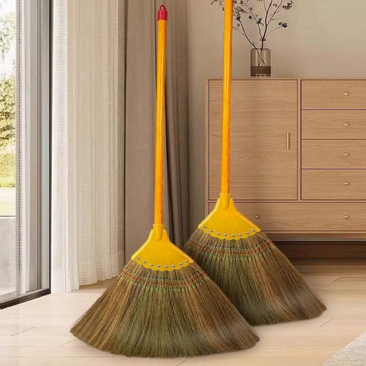 Natural Miscanthus Broom Handmade Thai Style Extra Long Heavy Duty Home Cleaning Broom Asian Grass Soft Bristle Cultural Decor