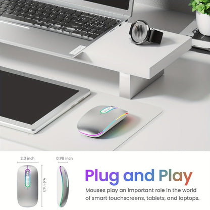 Slim Dual-Mode Wireless Mouse with Bluetooth 5.1, 2.4 GHz Receiver, RGB Lighting and Pink Finish
