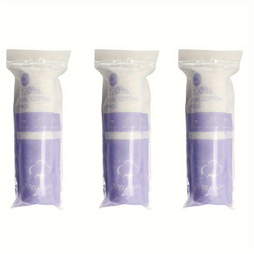 Round Cotton Makeup Remover Pads in 300- or 600-Count Packs with 5.8 cm Diameter and Stitched Edges