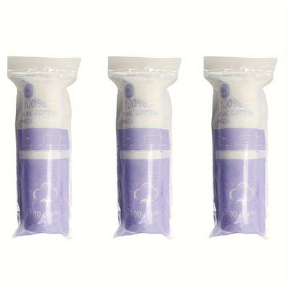 Round Cotton Makeup Remover Pads in 300- or 600-Count Packs with 5.8 cm Diameter and Stitched Edges