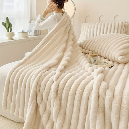 Reversible Faux Rabbit Hair Blanket in Four Colors and Five Sizes from 39 x 60 to 108 x 90 Inches