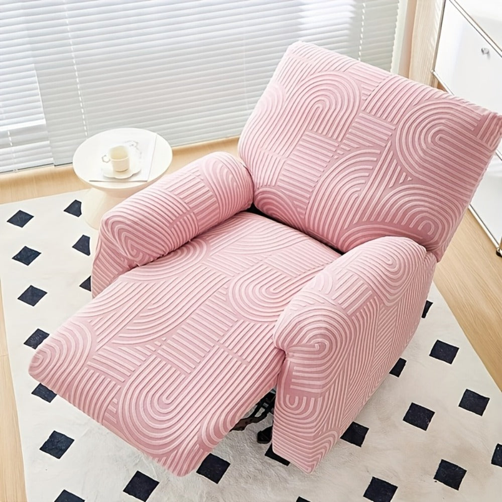 Recliner Slipcover, Four-Piece Elastic Jacquard Single-Seat Chair Cover in Six Color Options
