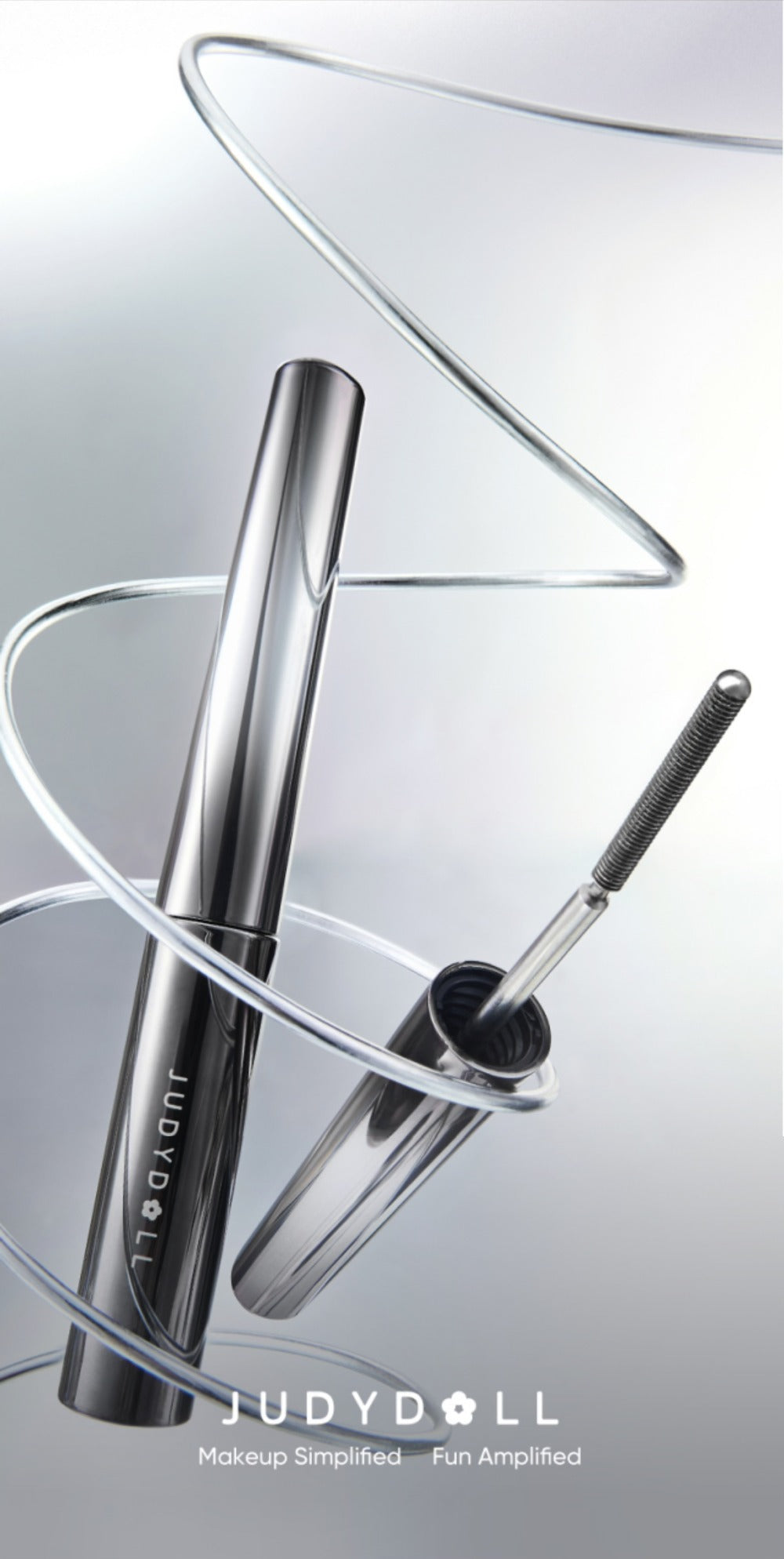 JUDYDOLL Mascara in Black or Brown with Curling or Precision Metal Applicator Designs and Slim Gray Tubes